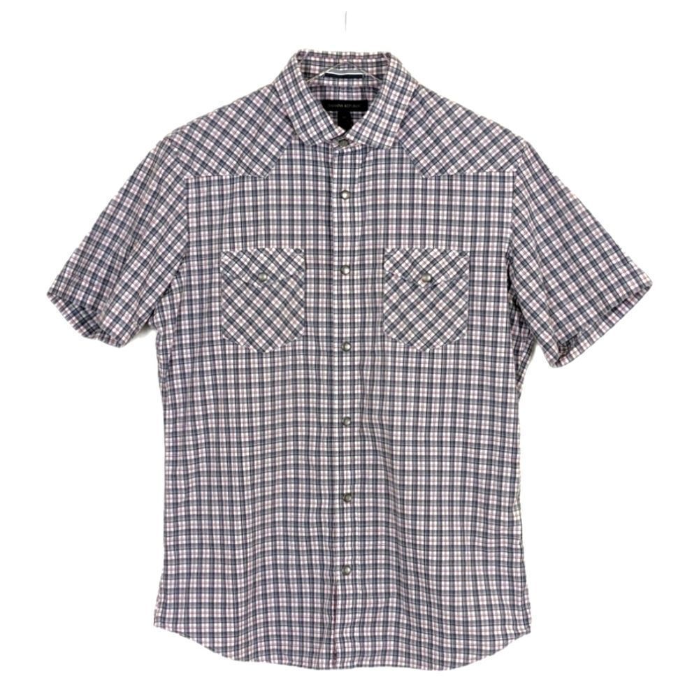 Banana Republic Men's Plaid Pearl Snap Button Down Shirt Medium